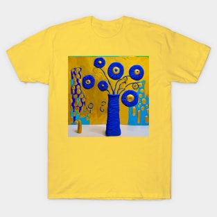 Cobalt Blue Flowers in Matching Vase T-Shirt